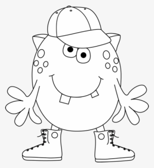 Black And White Monster Wearing Sneakers - Cartoon Black And White Monsters #4089417