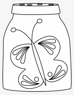 Black And White Butterfly In A Jar - Butterfly In Jar Black And White #4089530