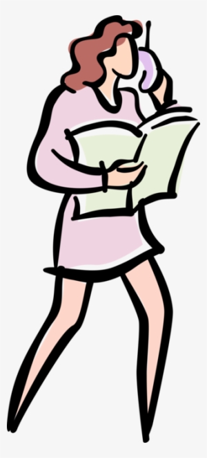 Vector Illustration Of Businesswoman Talks On Cellular #4090778