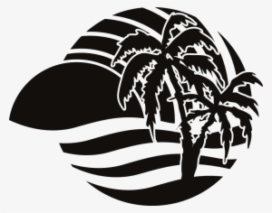 Party Beach Silhouette Labels - Beach Vector Silhouette Label #4093116