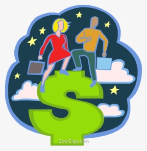 Homem E Mulher Em Pé Sobre Um Cifrão Livre De Direitos - โลโก้ ธ ก ส #4093430