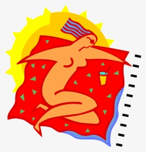 Vector Illustration Of Nudist Beach Allows Nude Sunbathing - Beach #4093564