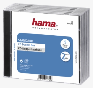 Standard Cd Double Jewel Case, Pack Of 5, Transparent/black - 1x5 Hama Standard Cd Double Jewel Case Transp/black #4096022