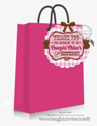 Pink Checkered Cowgirl Birthday Favor Tags - Cowgirl Thank You Bags #4098240