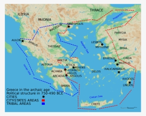 Map Of “the Archaic Period In Ancient Greece Or Ancient - Map Of Greece 490 Bc #4098640