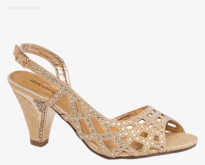 Slingback Cut Out Diamonte Heel Gold Upper Other Materials #4099129