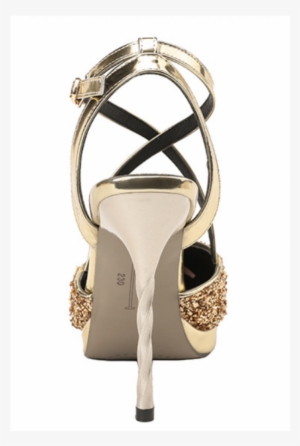 Tf Sk078 Sequins Cross Strap Heel Gold - High-heeled Shoe #4099181