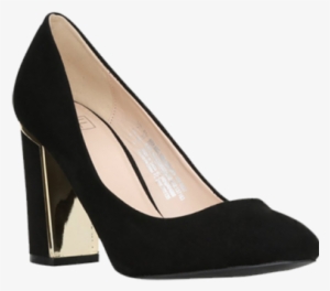 Gold Insert Court Block Heel Shoes - Basic Pump #4099457