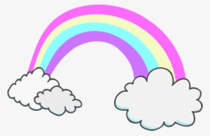 Rainbow With Clouds Vector - Clip Art #410530