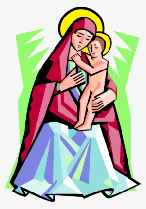 Vector Illustration Of Virgin Mary Mother Of God With - Madonna And Christ Jesus Clipart #411553