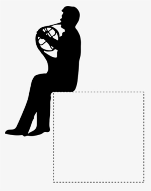 Silhouette Man Playing French Horn Sticker - Silueta Hombre Tocando Tambor #412273