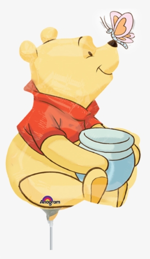 Winnie The Pooh With Butterfly 14" Foil Balloon - Baloane Winnie The Pooh #414316