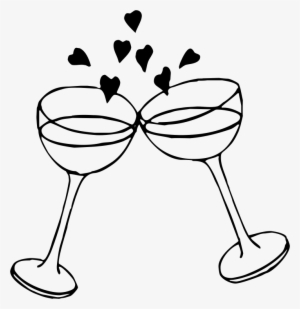 Png Black And White Library Image Result For Toasting - Wedding Champagne Flutes Clipart #415487