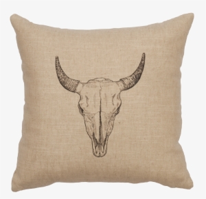Bull Skull - Pillow 16x16-bull Skull- Natural, Throw Pillows, #415825
