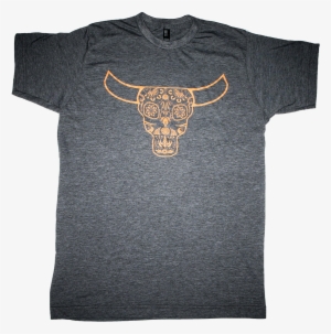 Mens Dark Grey T-shirt Orange Skull - Skull #415866