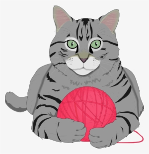 This Free Clipart Png Design Of Cat With Pink Yarn #417093