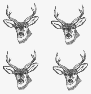 4 Deer Heads Clip Art - 8 Point Buck Black And White Drawing #417897