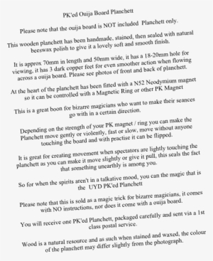 Pk'ed Ouija Board Planchett Please Note That The Ouija - Bread Of Life Prayer #418347