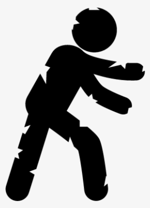 Zombie Man Walking Cracked Silhouette Vector - Icono Zombie #419918