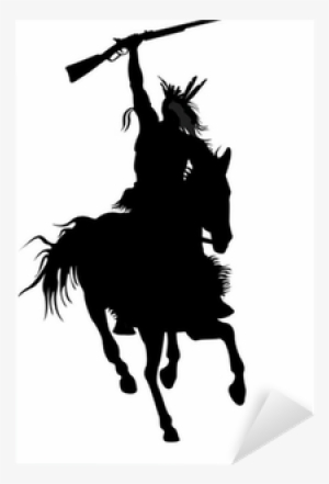 Silhouette Of Indian Warrior On A Horse With A Weapon - Keep Calm And Carry On #4105002