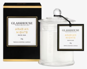 Arabian Nights White Oud Mini Triple Scented Candle - Glasshouse Candles #4105874