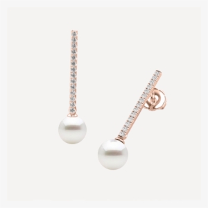 A Beautiful Pair Of 9mm White Pearl And Round Brilliant - Earring #4106645