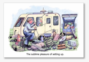 “setting Up” Greeting Card - Happy Birthday Caravan Funny #4109112
