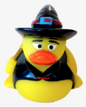Witch Rubber Duck With Black Hat, Black Cape, And Broom - Rubber Duck #4111180