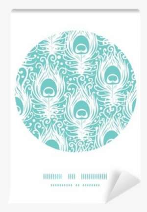 Soft Peacock Feathers Vector Circle Decor Pattern - Weicher Pfau Versieht Muster Mit Federn Postkarte #4113420