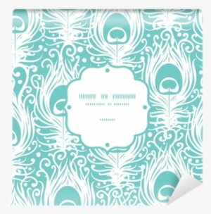 Soft Peacock Feathers Vector Frame Seamless Pattern #4113426