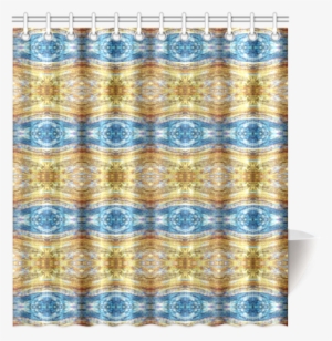 Gold And Blue Elegant Pattern Shower Curtain - Linen #4113462