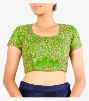 Green Silk Blouse With Gold Sequins By Stylease Exclusive - Product #4116328