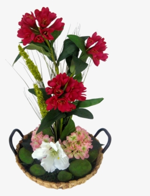 Arreglo Base Canasto Con Azaleas Hortensias Y Lirios - Bouquet #4116861