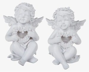 Ángel De Poliresina Sentado Con Corona De Rosas Blancas - Angel #4116912