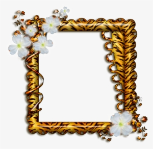 Marco De Leopardo Con Flores Blancas - Marcos Para Fotos Hd #4116991