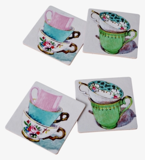 4 Cork Coasters Vintage Tea Cup Prints From Rice Dk - Kork-untersetzer 4er-set Von Rice Tassen #4117014