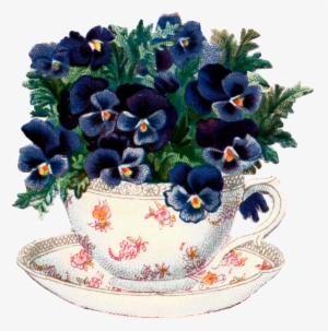 Teacup Pansy Vintage Image Graphics Fairy - Pansies In Tea Cup #4117085