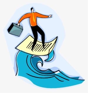 Man Riding A Wave Of Information Royalty Free Vector - Disegno Mare Png #4117493