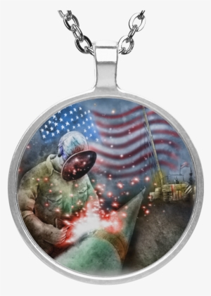 Custom Welding Circle Necklace - Husky Christmas Wreath Round Pendant Necklace #4117558