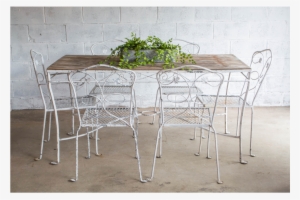 Unfinished 1950s Wrought Iron Outdoor Dining Set #4120678
