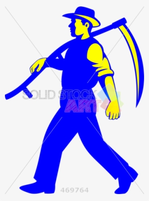 Stock Illustration Of Retro Cartoon Illustration Of - Walking Farmer #4120876