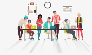 Multicultural Office Meeting Cartoon #4125006