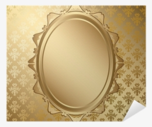 Oval Golden Frame On Gold Pattern - Vector Graphics #4125729