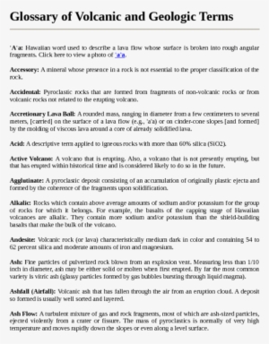 Glossary Of Volcanic And Geologic Terms'a'a - Résumé #4127779
