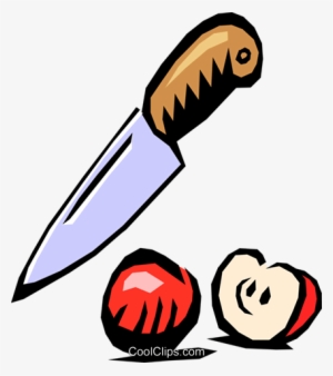 Knife With Apple Royalty Free Vector Clip Art Illustration - Obst Schneiden Clipart #4128329