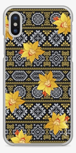 Coque Iphone X Yellow Flowers With Aztec Pattern - Mobile Phone Case #4130652