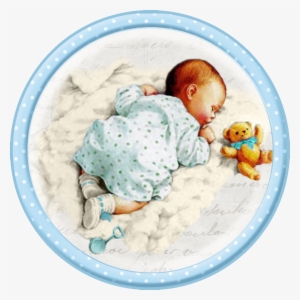 Cute Sleeping Babies - Vintage Baby Boy Train Clipart #4131410