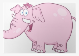 Happy Pink Elephant Cartoon Mascot Character Poster - Pink Elephant Cartoon Name #4132398