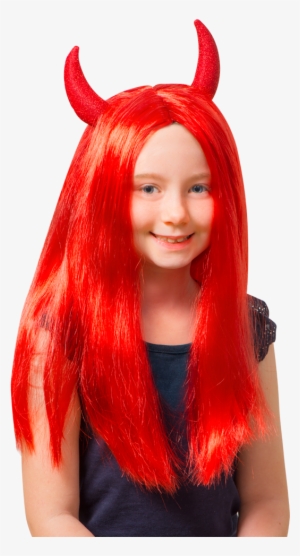 Red Devil Wig Halloween At Toys Png Devil Wig - Rød Djevelparykk Kids No Brand #4132672