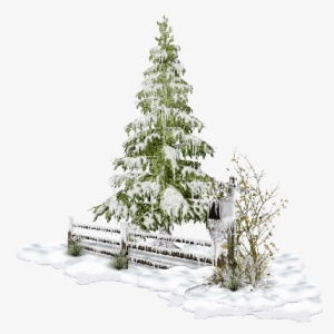 Snow All Around, Covering Mail Boxes, Fences, And Trees - Tube Cluster Neige Png #4133954